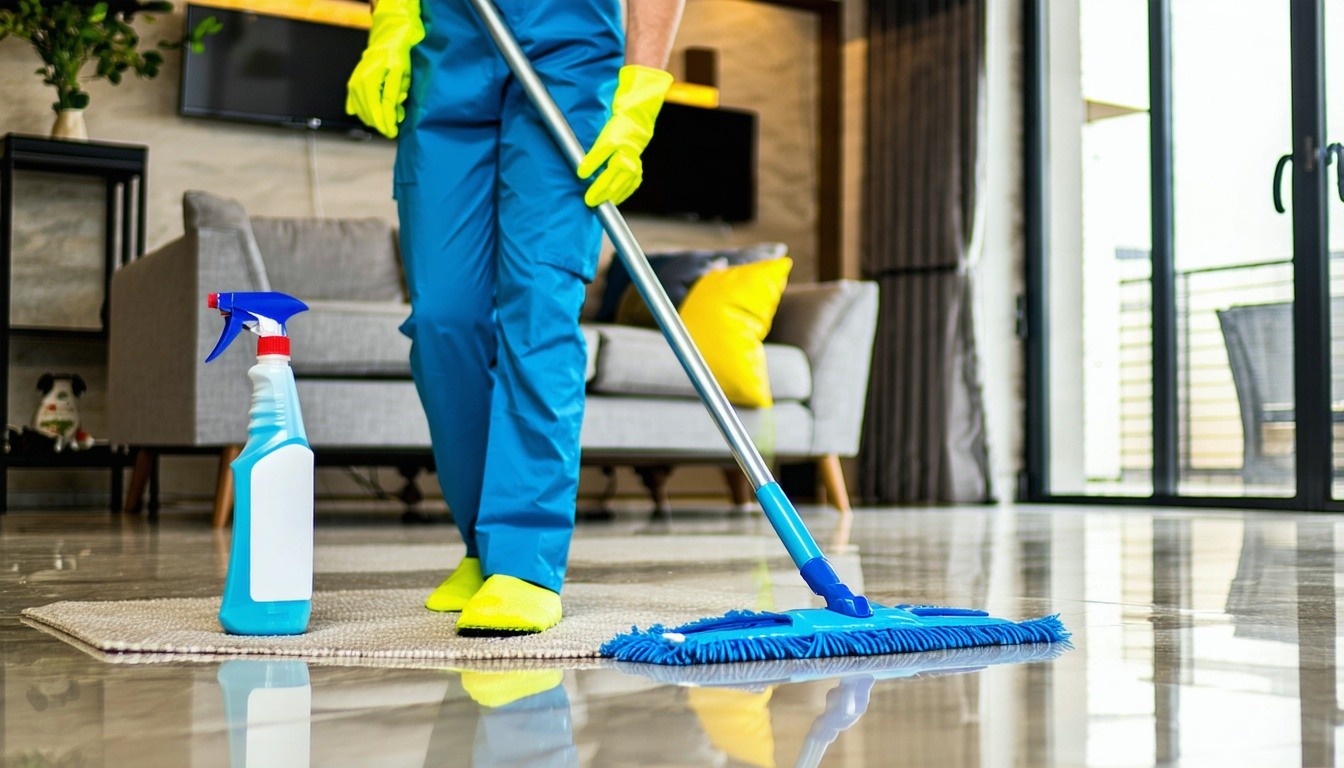Residential cleaning service in action