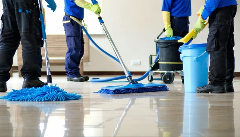 M.Brothers Services team at work, providing professional cleaning services.