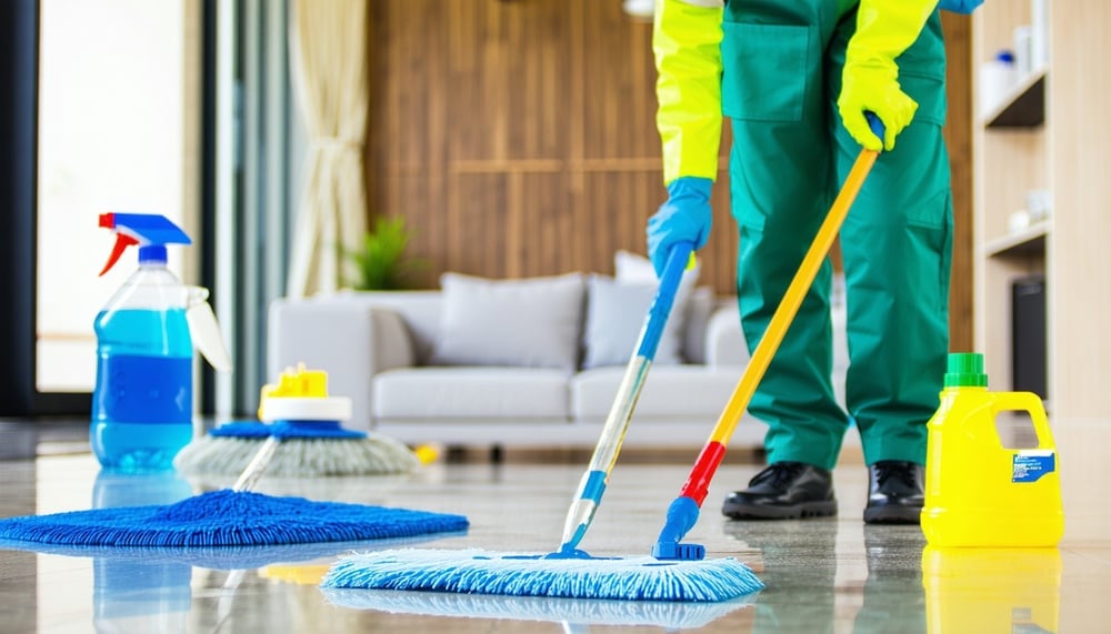 Professional cleaning service in action Professional cleaning service in action